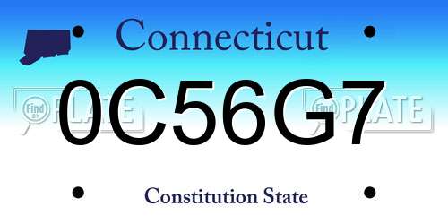 0C56G7 Connecticut License Plate