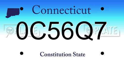 0C56Q7 Connecticut License Plate