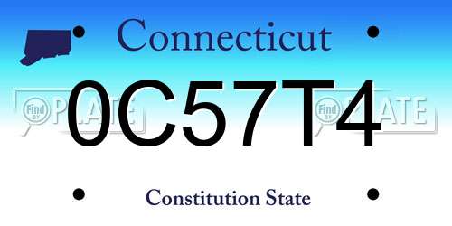 0C57T4 Connecticut License Plate
