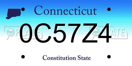 0C57Z4 Connecticut License Plate