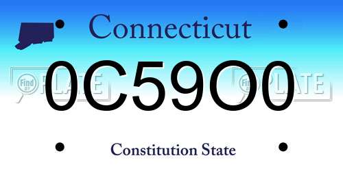 0C59O0 Connecticut License Plate