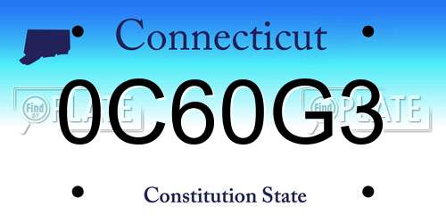 0C60G3 Connecticut License Plate