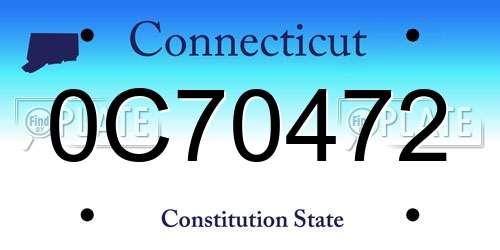 0C70472 Connecticut License Plate
