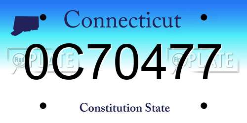 0C70477 Connecticut License Plate