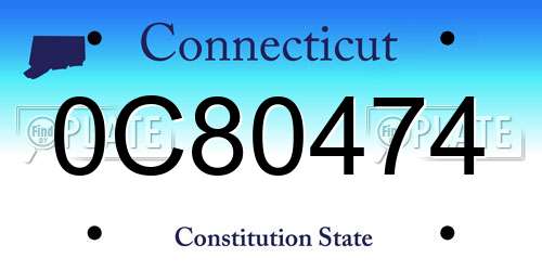 0C80474 Connecticut License Plate