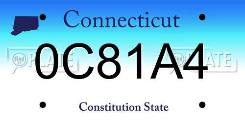 0C81A4 Connecticut License Plate