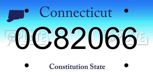 0C82066 Connecticut License Plate