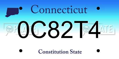 0C82T4 Connecticut License Plate