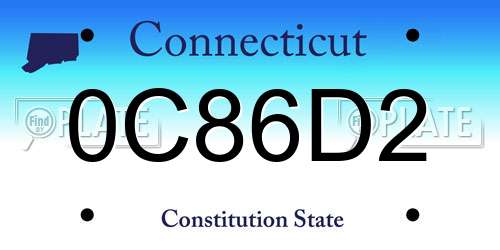 0C86D2 Connecticut License Plate