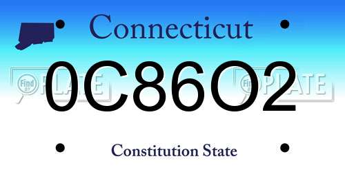 0C86O2 Connecticut License Plate