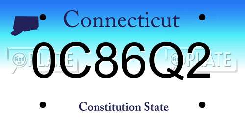 0C86Q2 Connecticut License Plate