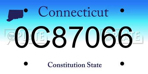 0C87066 Connecticut License Plate