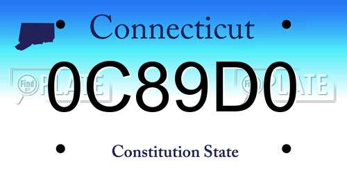 0C89D0 Connecticut License Plate