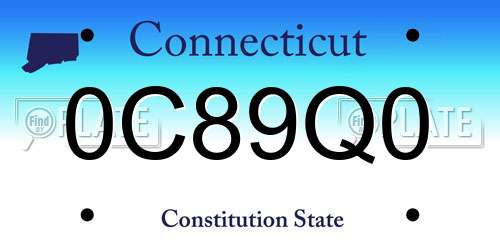 0C89Q0 Connecticut License Plate