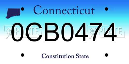 0CB0474 Connecticut License Plate