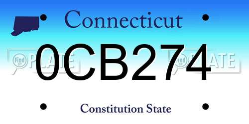 0CB274 Connecticut License Plate