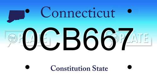 0CB667 Connecticut License Plate