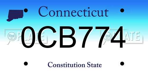 0CB774 Connecticut License Plate