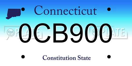 0CB900 Connecticut License Plate