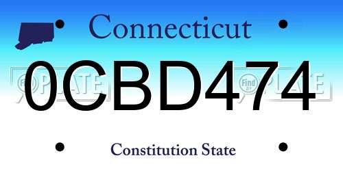 0CBD474 Connecticut License Plate