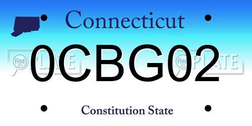 0CBG02 Connecticut License Plate
