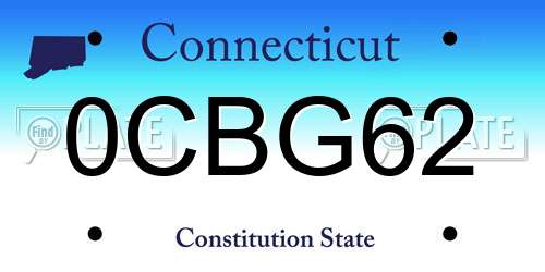 0CBG62 Connecticut License Plate