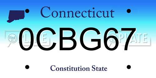 0CBG67 Connecticut License Plate