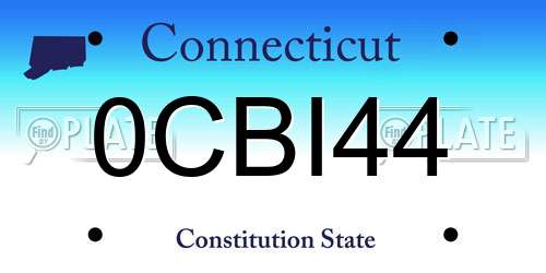 0CBI44 Connecticut License Plate
