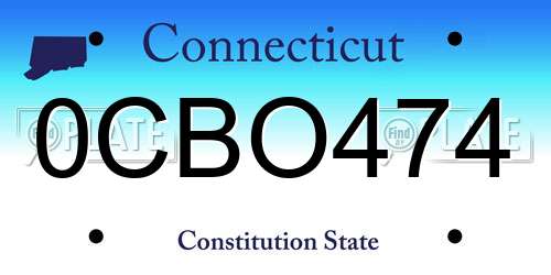 0CBO474 Connecticut License Plate
