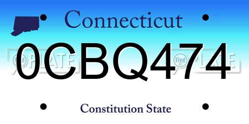 0CBQ474 Connecticut License Plate