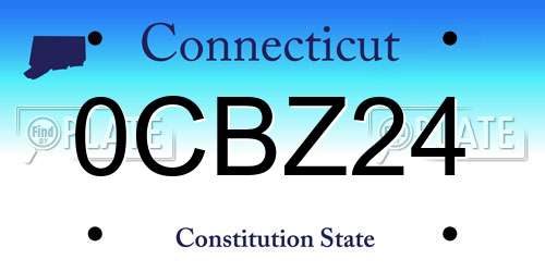 0CBZ24 Connecticut License Plate