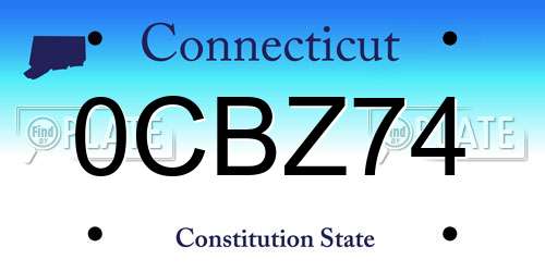 0CBZ74 Connecticut License Plate