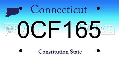 0CF165 Connecticut License Plate