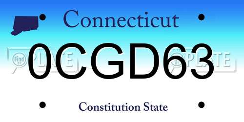 0CGD63 Connecticut License Plate