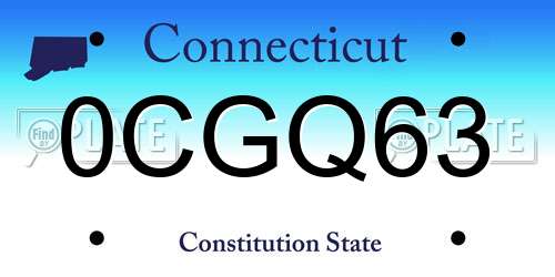 0CGQ63 Connecticut License Plate