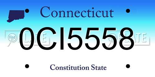0CI5558 Connecticut License Plate