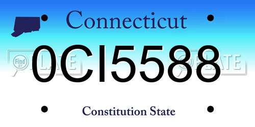 0CI5588 Connecticut License Plate