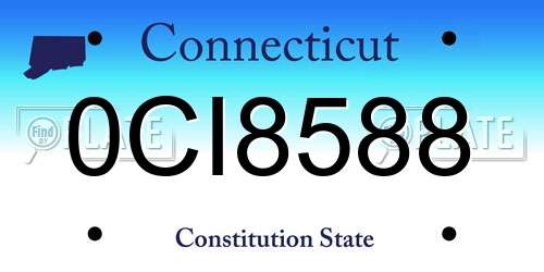 0CI8588 Connecticut License Plate