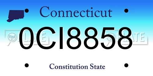 0CI8858 Connecticut License Plate