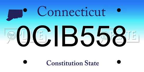 0CIB558 Connecticut License Plate