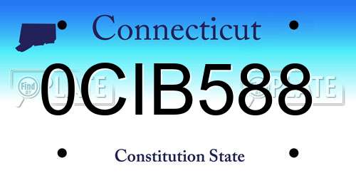 0CIB588 Connecticut License Plate