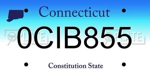 0CIB855 Connecticut License Plate