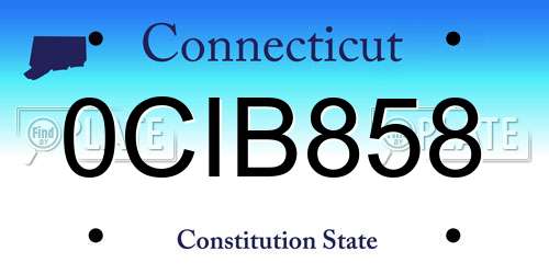 0CIB858 Connecticut License Plate