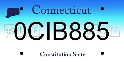 0CIB885 Connecticut License Plate