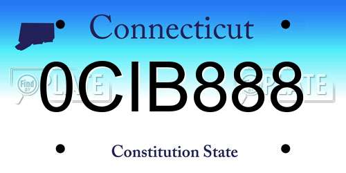 0CIB888 Connecticut License Plate