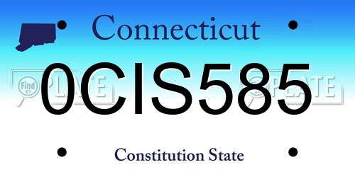 0CIS585 Connecticut License Plate