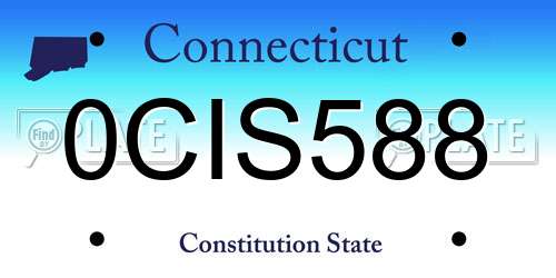0CIS588 Connecticut License Plate