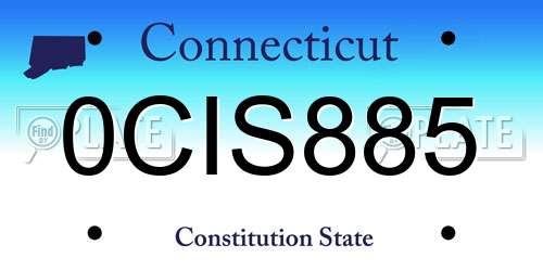 0CIS885 Connecticut License Plate