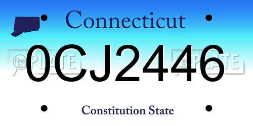 0CJ2446 Connecticut License Plate