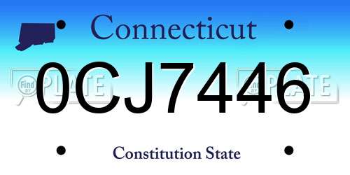 0CJ7446 Connecticut License Plate
